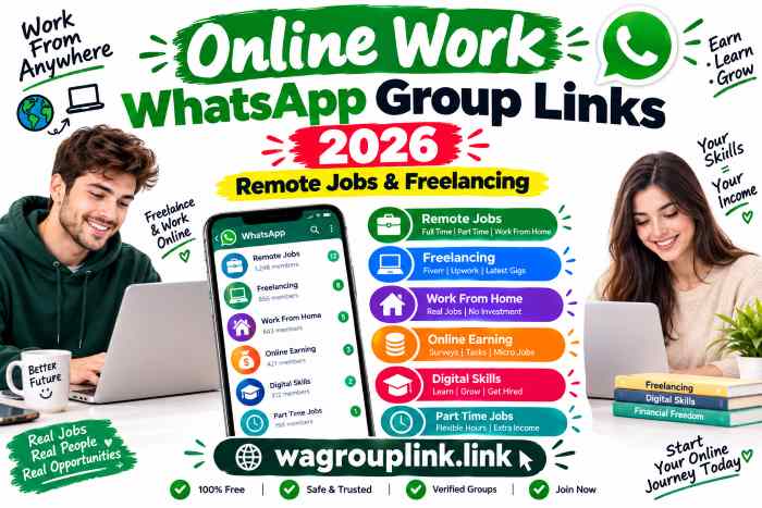 Online Work WhatsApp Groups 2026 – Remote Jobs & Freelancing - wagrouplink.link